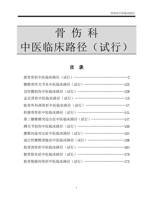 24个专业105个病种中医临床路径(骨伤科终结)