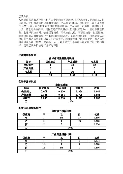 层次分析法作业