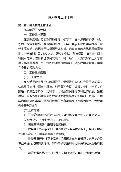 成人教育工作计划