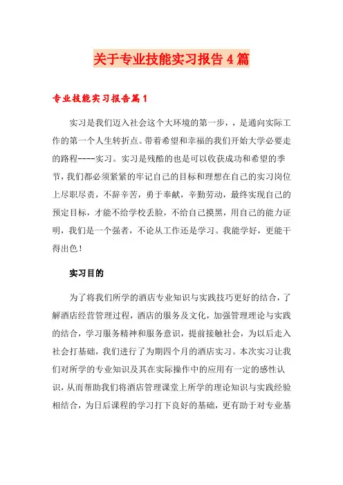 关于专业技能实习报告4篇