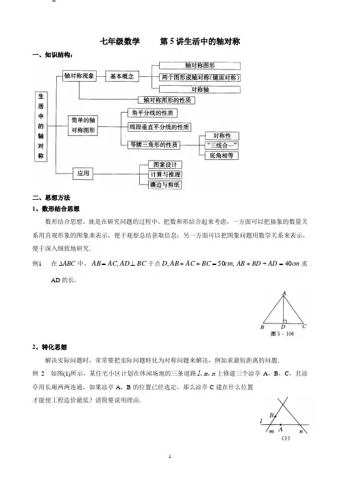 生活中的轴对称例题+习题