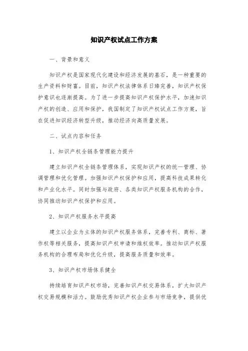 知识产权试点工作方案