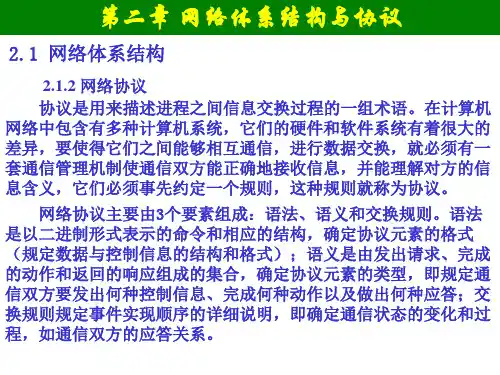 计算机网络基础PPT课件(共4章)第2章网络体系结构与协议