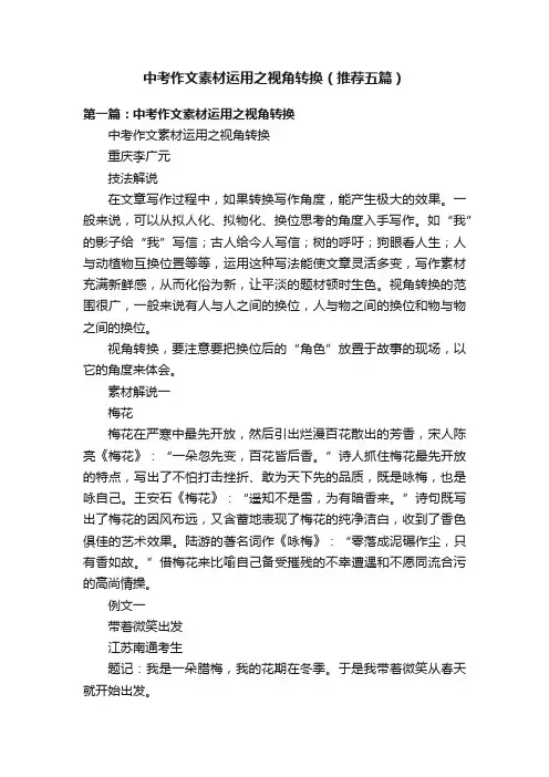 中考作文素材运用之视角转换（推荐五篇）