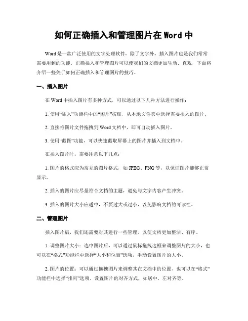 如何正确插入和管理图片在Word中