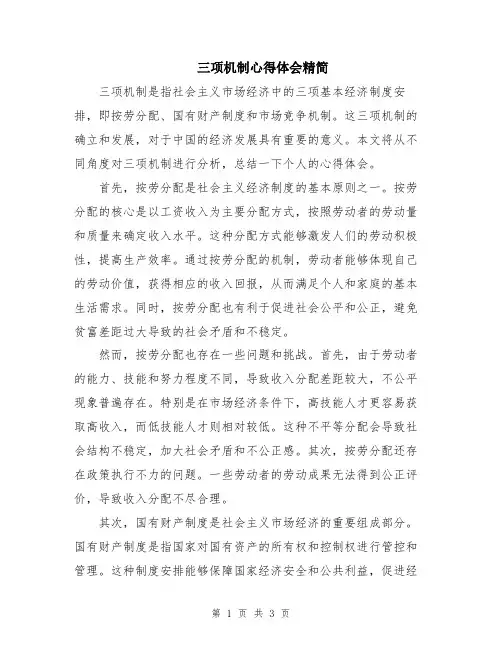 三项机制心得体会精简