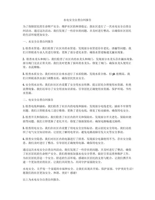 水电安全自查自纠报告
