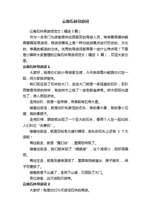 云南石林导游词范文（精选5篇）