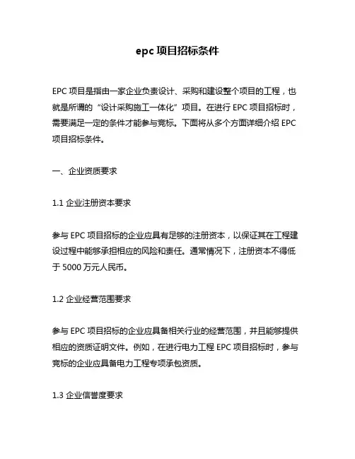 epc项目招标条件