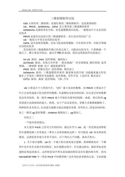 最新三维制图软件比较