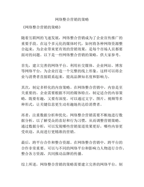 网络整合营销的策略