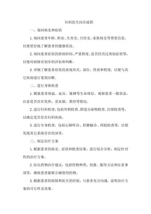 妇科医生问诊流程