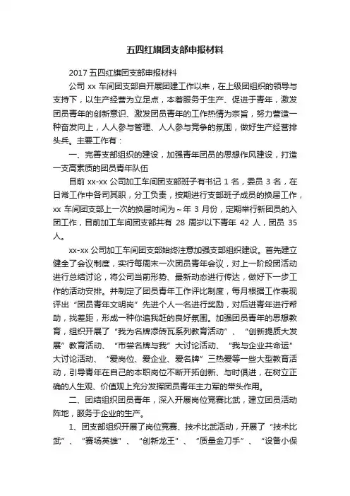 五四红旗团支部申报材料
