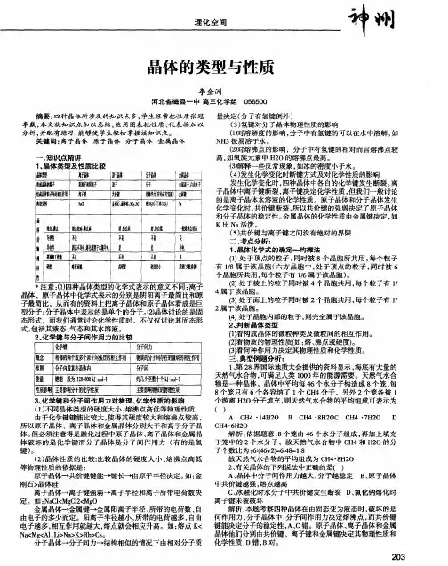 晶体的类型与性质