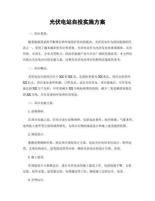 光伏电站自投实施方案