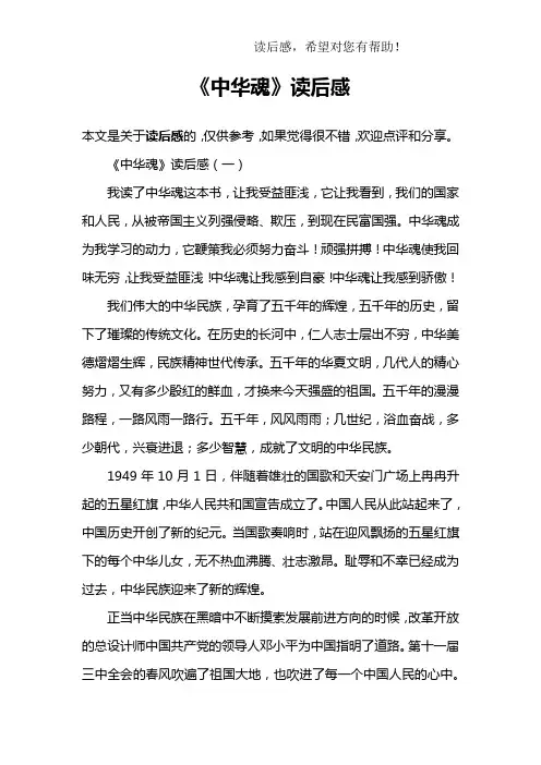 《中华魂》读后感