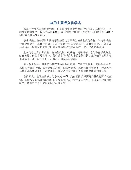 盐的主要成分化学式