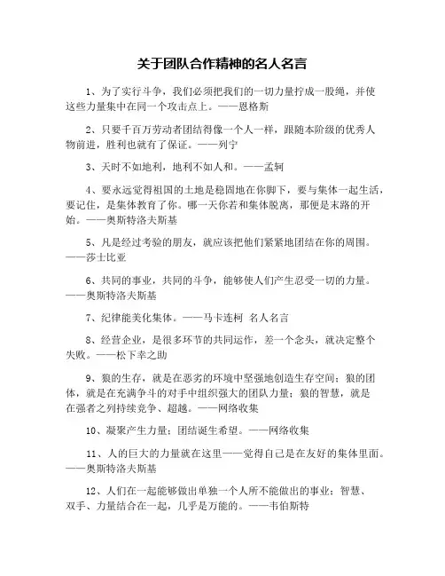 关于团队合作精神的名人名言
