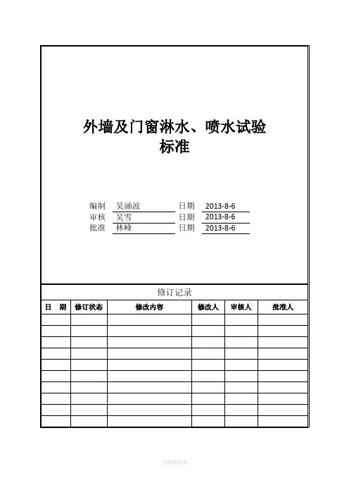 外墙及外门窗淋水、喷水试验标准