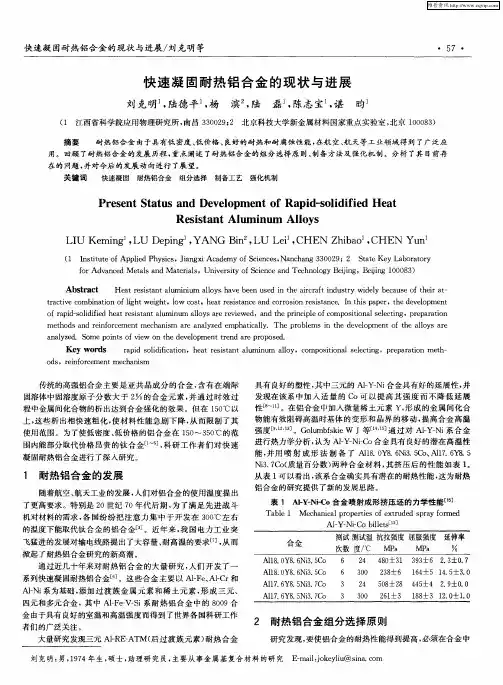 快速凝固耐热铝合金的现状与进展