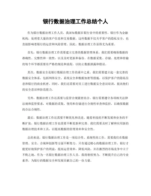 银行数据治理工作总结个人