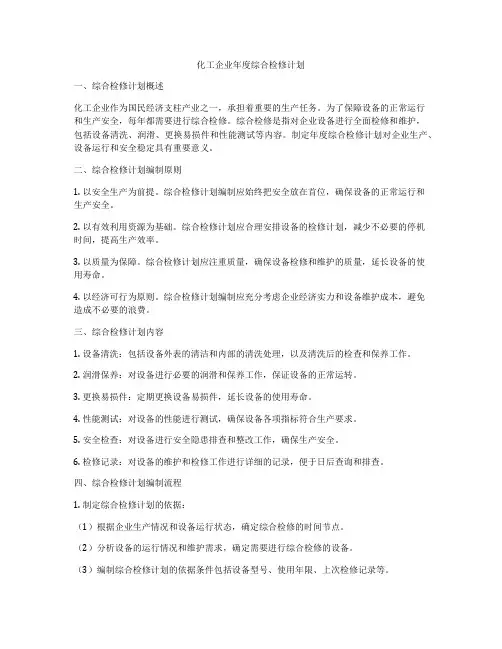 化工企业年度综合检修计划