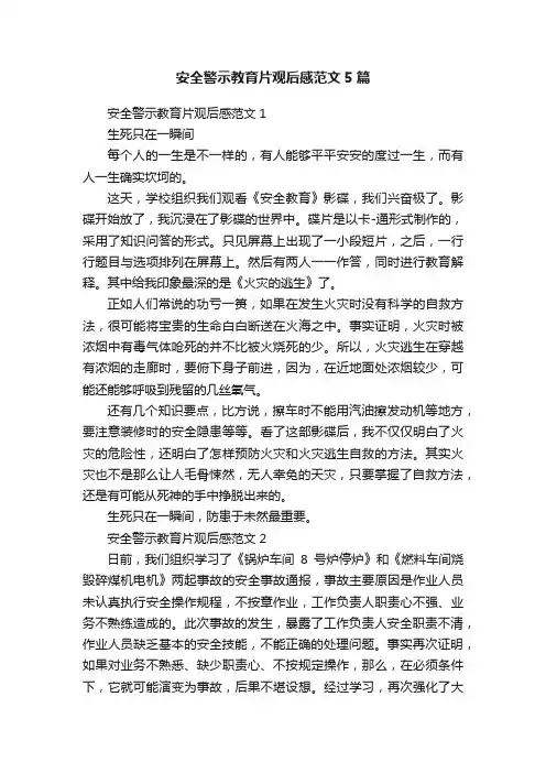 安全警示教育片观后感范文5篇