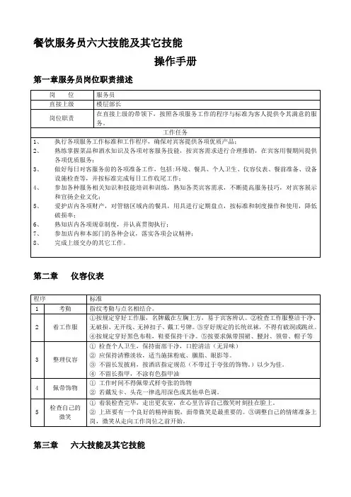 楼面服务实战培训(技能)