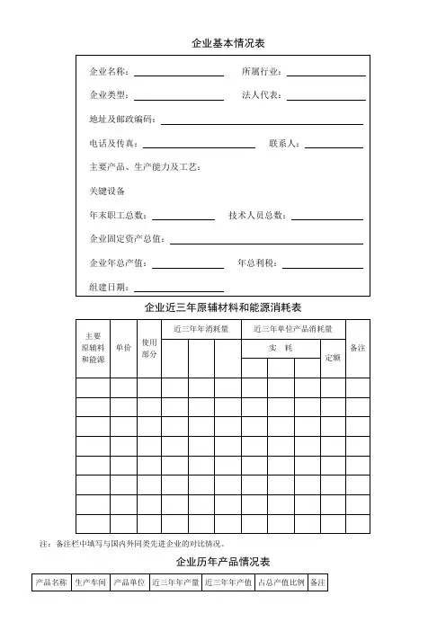 清洁生产预审核工作表