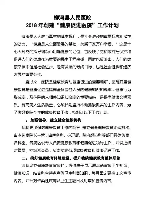 2018年健康促进工作计划