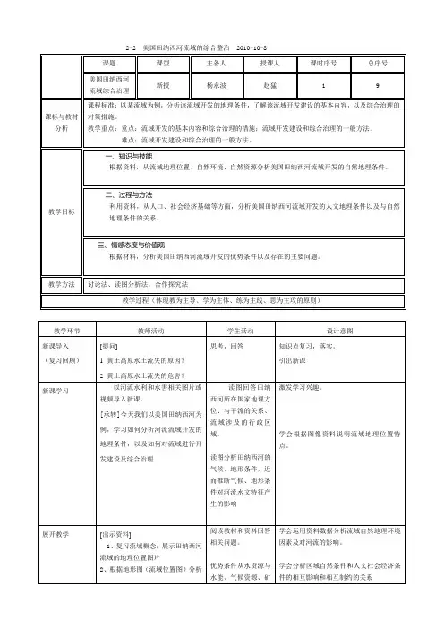 教案 美国田纳西河流域的治理