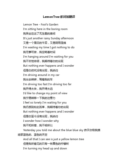LemonTree歌词加翻译