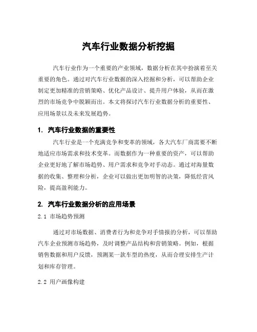 汽车行业数据分析挖掘