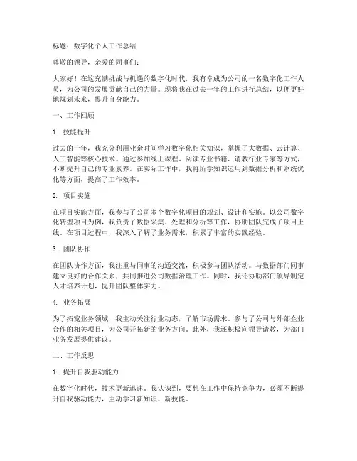 数字化_个人工作总结怎么写