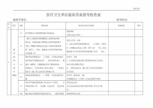 临床用血督导检查表