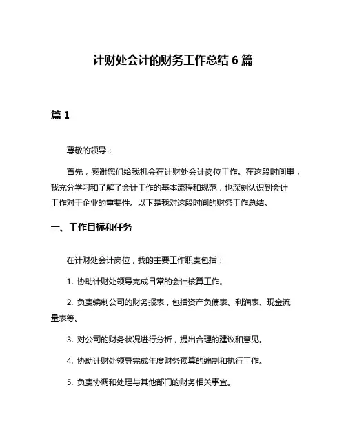 计财处会计的财务工作总结6篇