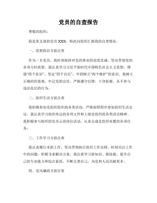 党员的自查报告