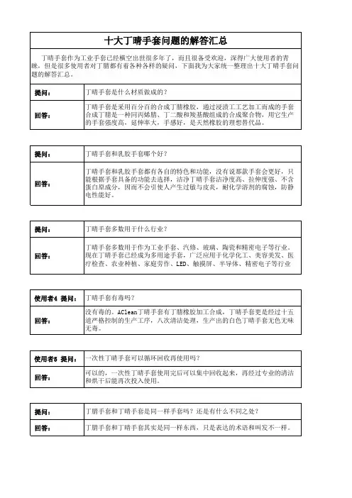 十大丁晴手套问题的解答汇总