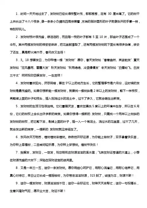形容发财树的优美句子