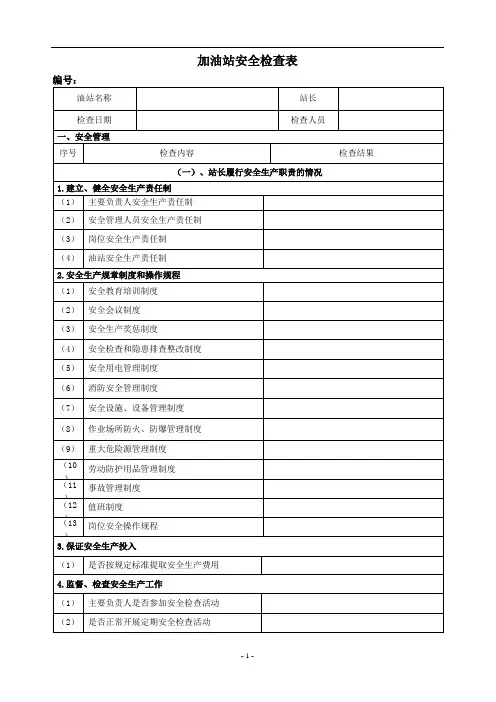 加油站安全检查表