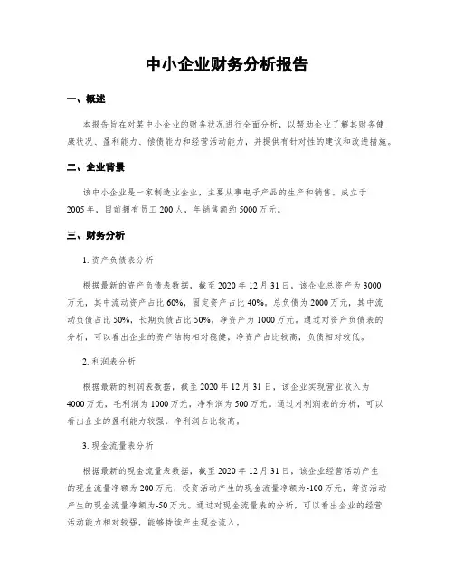 中小企业财务分析报告