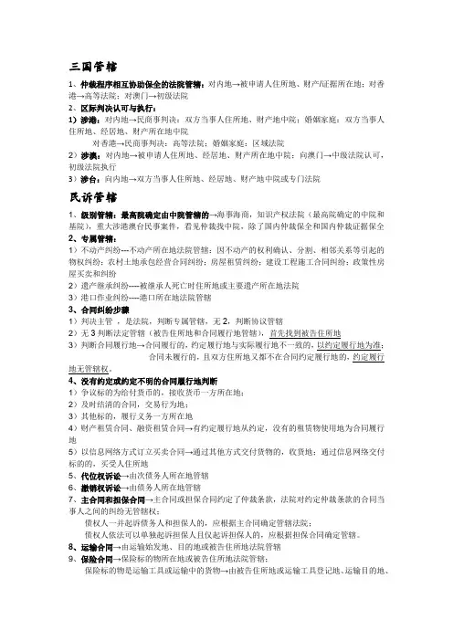 法考民诉、刑诉、行政法、三国管辖问题