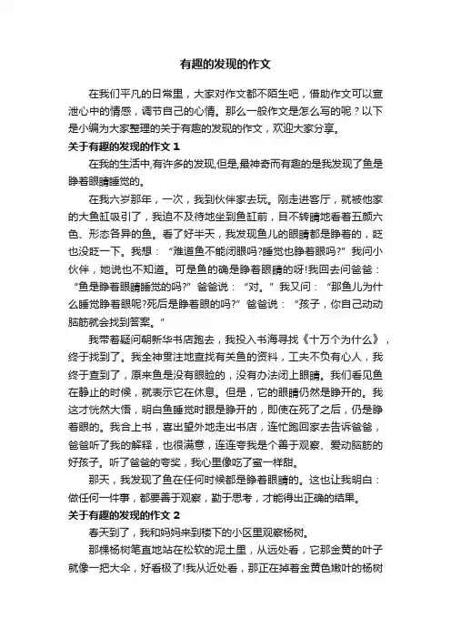 关于有趣的发现的作文10篇