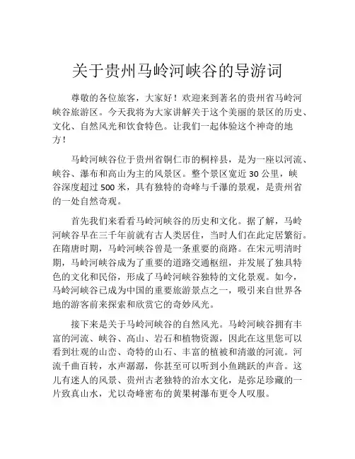 关于贵州马岭河峡谷的导游词