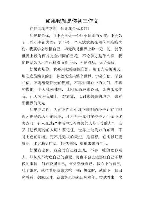 如果我就是你初三作文