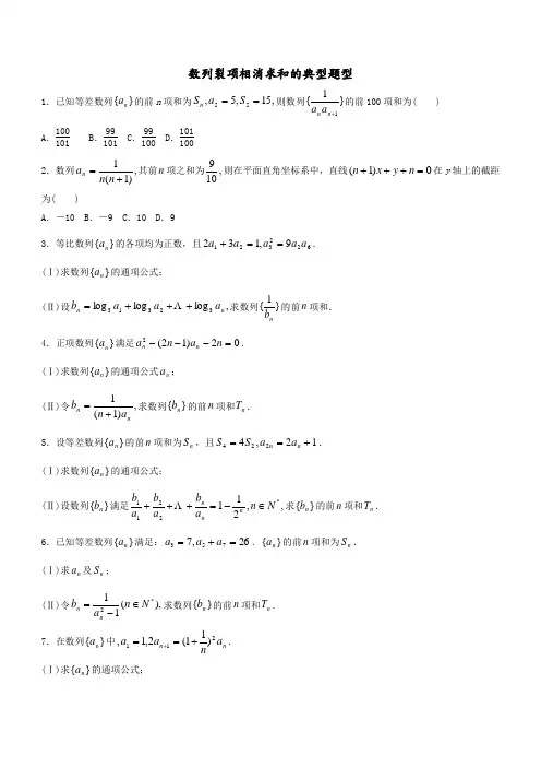 数列经典例题(裂项相消法)
