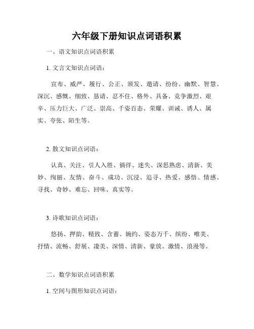 六年级下册知识点词语积累
