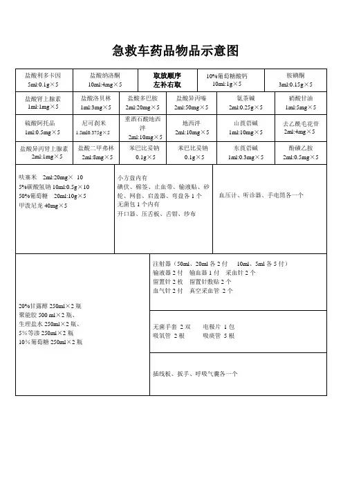 急救车药品物品示意图