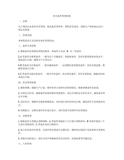 库存备件管理制度