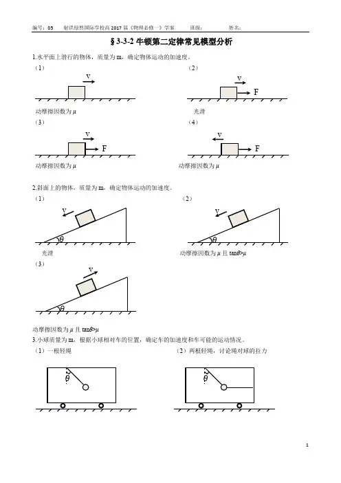 最新高中物理§3-3-2牛顿第二定律常见模型统计